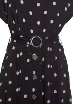 Strandkleider|LASCANA Midikleid Schwarz-Sand-Bedruckt