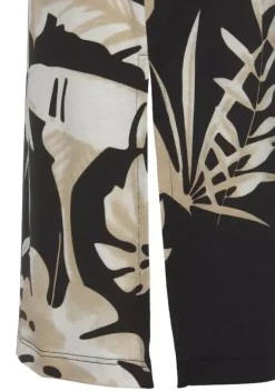 Kurze Kleider|Vivance Midikleid Schwarz-Beige-Bedruckt