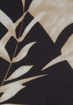 Kurze Kleider|Vivance Midikleid Schwarz-Beige-Bedruckt