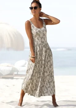 Strandkleider|Vivance Midikleid Beige-Bedruckt
