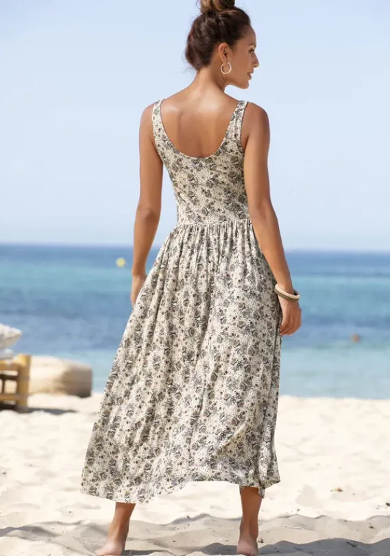 Strandkleider|Vivance Midikleid Beige-Bedruckt