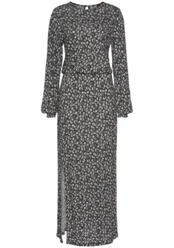 Maxikleider|LASCANA Midikleid Schwarz-Bedruckt