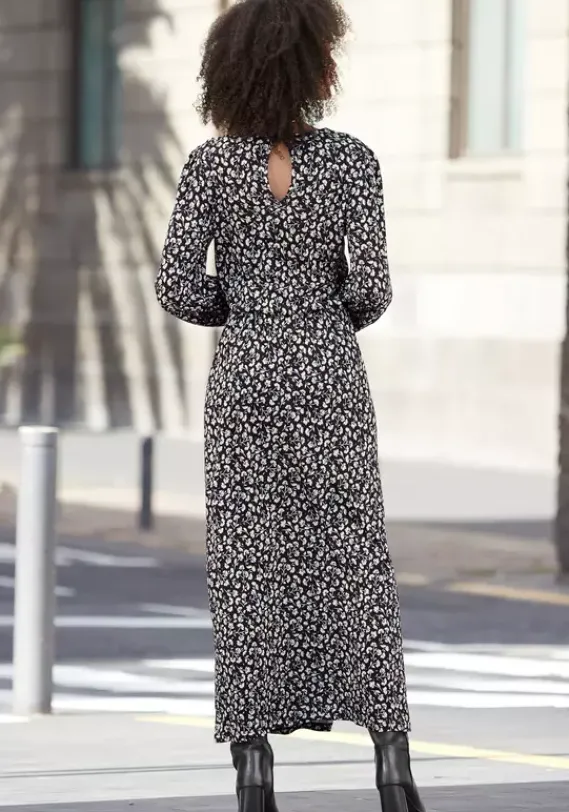 Maxikleider|LASCANA Midikleid Schwarz-Bedruckt