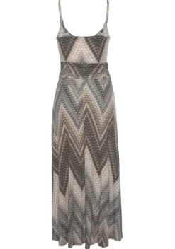 Strandkleider|LASCANA Midikleid Schwarz-Braun-Creme Bedruckt