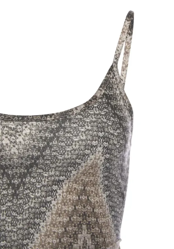 Strandkleider|LASCANA Midikleid Schwarz-Braun-Creme Bedruckt