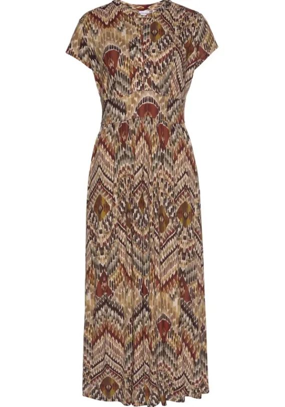 Strandkleider|LASCANA Midikleid Braun-Bedruckt