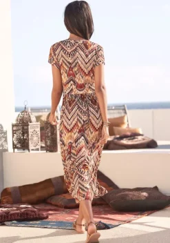 Strandkleider|LASCANA Midikleid Braun-Bedruckt