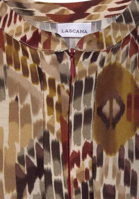 Strandkleider|LASCANA Midikleid Braun-Bedruckt