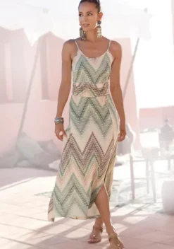 Strandkleider|LASCANA Midikleid Grun-Rostorange-Aubergine-Bedruckt