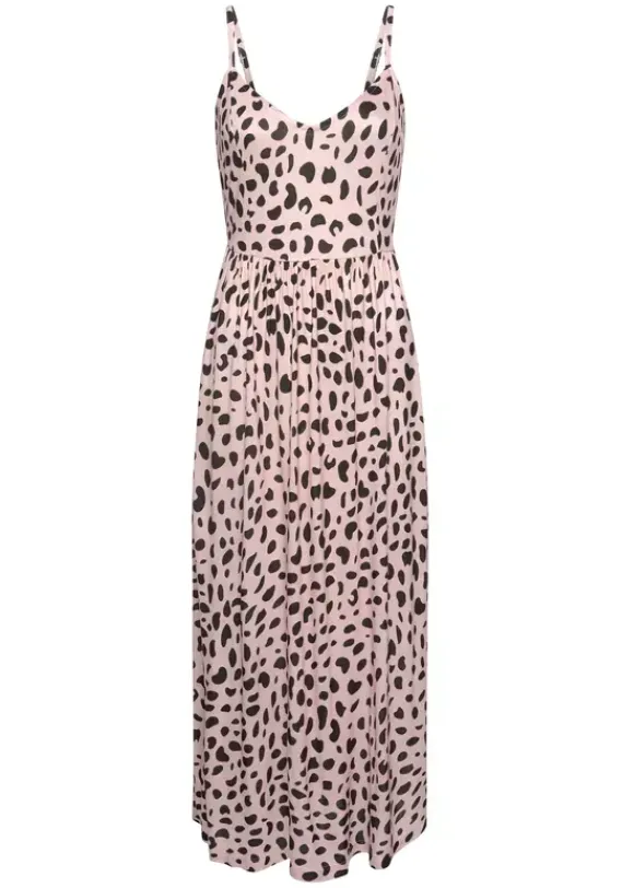 Strandkleider|Buffalo Midikleid Rose-Schwarz-Bedruckt