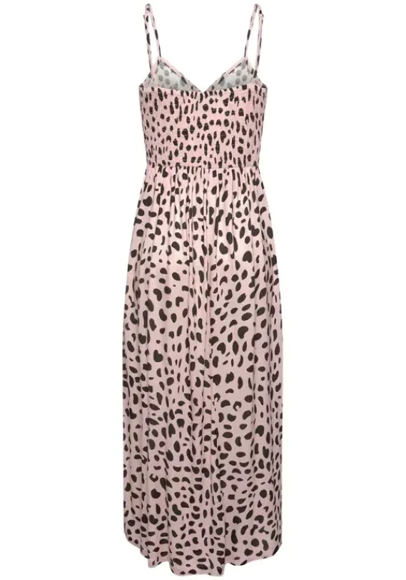 Strandkleider|Buffalo Midikleid Rose-Schwarz-Bedruckt