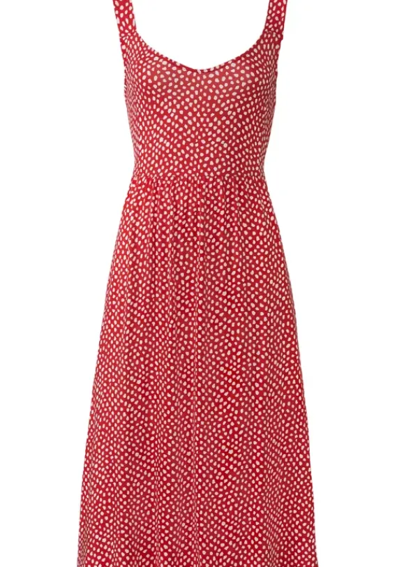 Strandkleider|LASCANA Midikleid Rot-Creme-Bedruckt