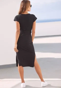 Strandkleider|LASCANA Midikleid Schwarz