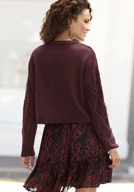 Rocke|Buffalo Minirock Bordeaux-Schwarz-Bedruckt