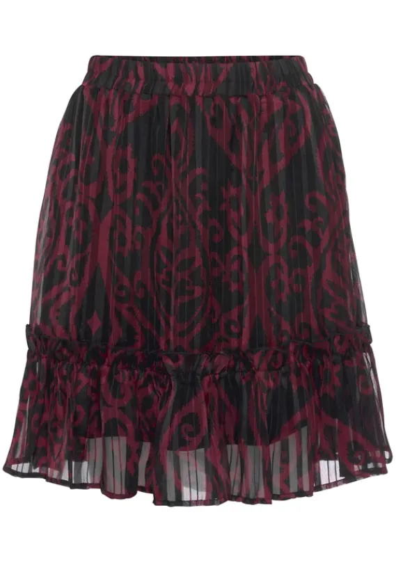 Rocke|Buffalo Minirock Bordeaux-Schwarz-Bedruckt