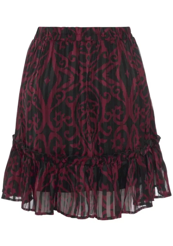 Rocke|Buffalo Minirock Bordeaux-Schwarz-Bedruckt