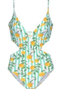 Badeanzuge|Buffalo Monokini"Capri" Mint-Orange Bedruckt