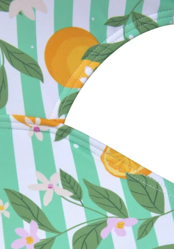 Badeanzuge|Buffalo Monokini"Capri" Mint-Orange Bedruckt