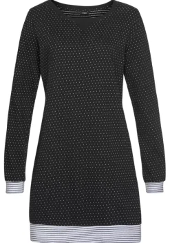 Nachhaltige Nachtwasche|Vivance Dreams Nachthemd Schwarz-Gepunktet