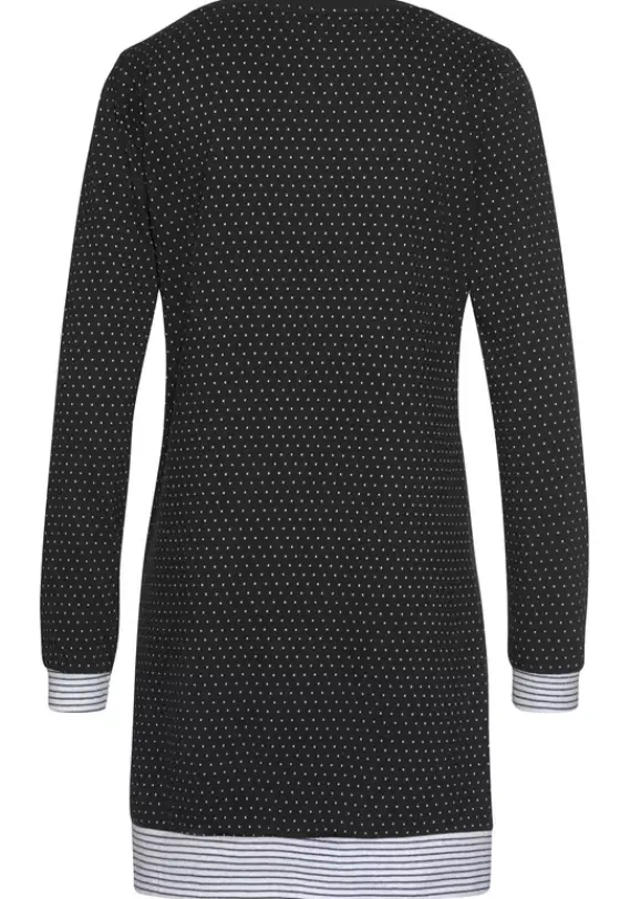 Nachhaltige Nachtwasche|Vivance Dreams Nachthemd Schwarz-Gepunktet