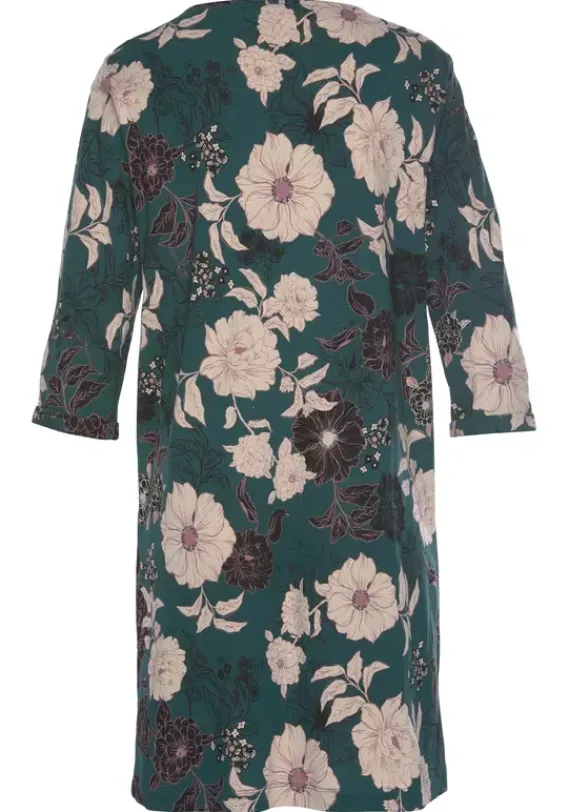 Nachhaltige Nachtwasche|s.Oliver Nachthemd Dunkelgrun-Geblumt