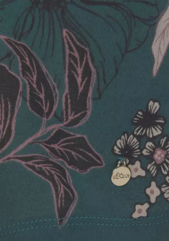 Nachhaltige Nachtwasche|s.Oliver Nachthemd Dunkelgrun-Geblumt