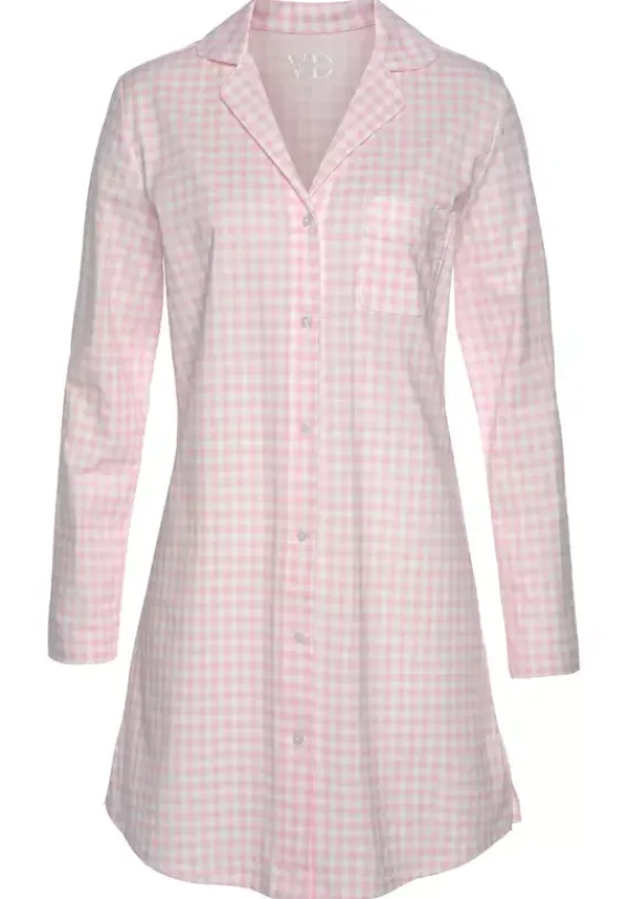 Nachhaltige Nachtwasche|Vivance Dreams Nachthemd Rosa-Weis