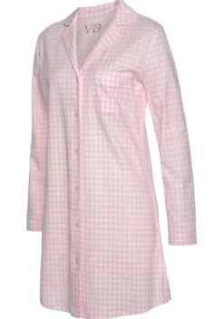 Nachhaltige Nachtwasche|Vivance Dreams Nachthemd Rosa-Weis