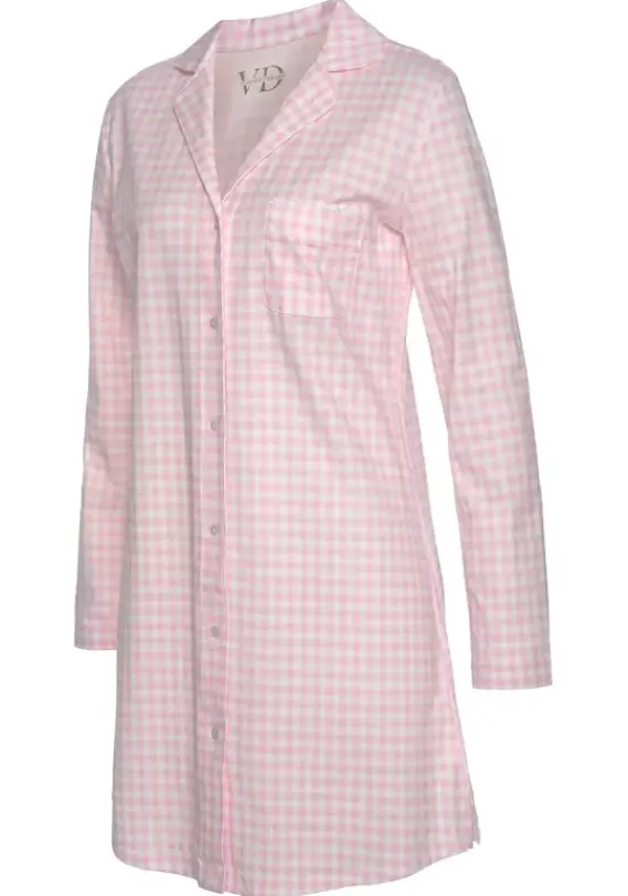 Nachhaltige Nachtwasche|Vivance Dreams Nachthemd Rosa-Weis