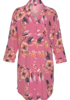 Nachhaltige Nachtwasche|s.Oliver Nachthemd Pink-Allover-Bedruckt