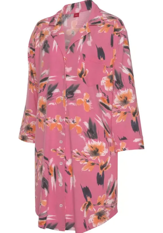 Nachhaltige Nachtwasche|s.Oliver Nachthemd Pink-Allover-Bedruckt
