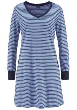 Nachhaltige Nachtwasche|H.I.S Nachthemd Blau-Gestreift