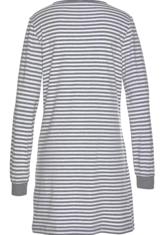 Nachhaltige Nachtwasche|s.Oliver Nachthemd Weis-Grau-Meliert