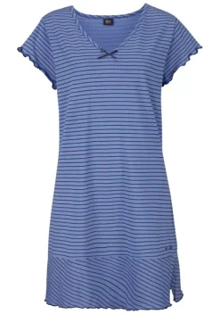 Nachhaltige Nachtwasche|H.I.S Nachthemd Blau-Geringelt