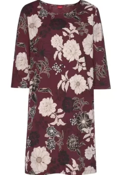 Nachhaltige Nachtwasche|s.Oliver Nachthemd Bordeaux-Geblumt-Mehrfarbig