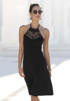 Kurze Kleider|LASCANA Neckholderkleid Schwarz