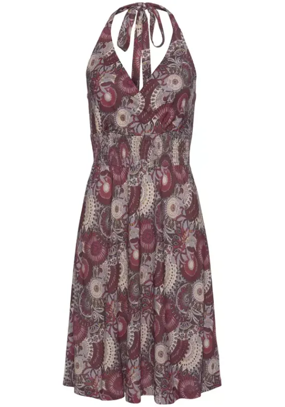 Kurze Kleider|LASCANA Neckholderkleid Lila-Bedruckt