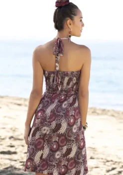 Kurze Kleider|LASCANA Neckholderkleid Lila-Bedruckt