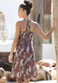 Kurze Kleider|LASCANA Neckholderkleid Lila-Bedruckt