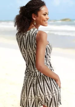 Strandmode|LASCANA Overall Schwarz-Sand-Bedruckt