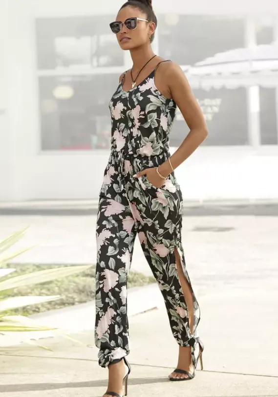 Overalls|Buffalo Overall Schwarz-Rosa-Bedruckt