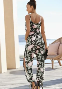 Overalls|Buffalo Overall Schwarz-Rosa-Bedruckt