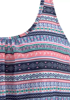 Tankinis|s.Oliver Oversize-Tankini Blau-Rosa-Bedruckt