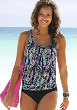Tankinis|LASCANA Oversize-Tankini Schwarz-Bedruckt