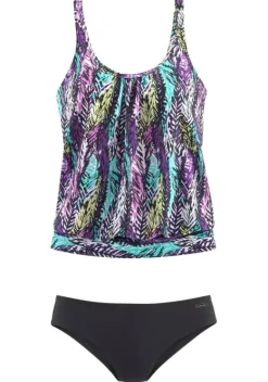 Tankinis|LASCANA Oversize-Tankini Schwarz-Bedruckt
