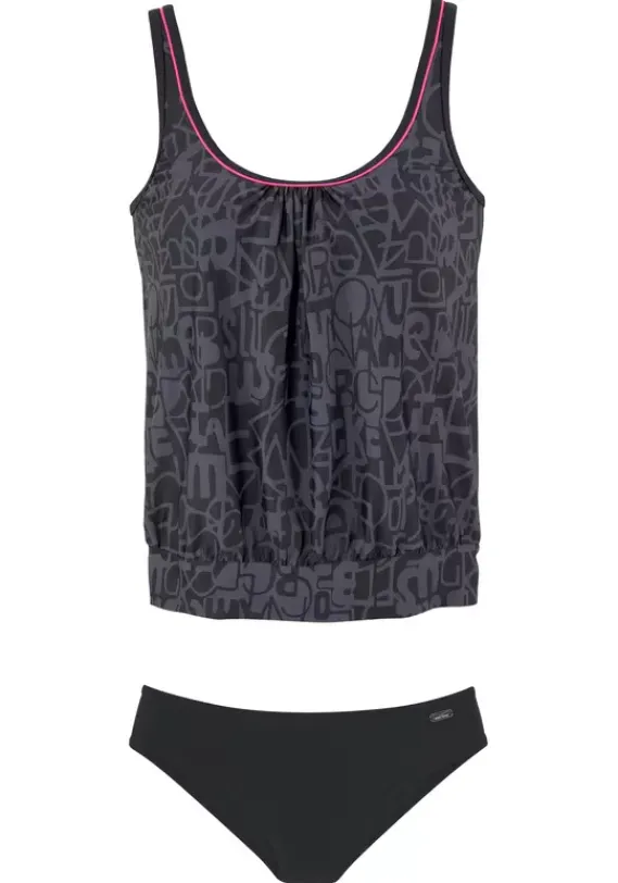 Tankinis|Venice Beach Oversize-Tankini Schwarz-Grau