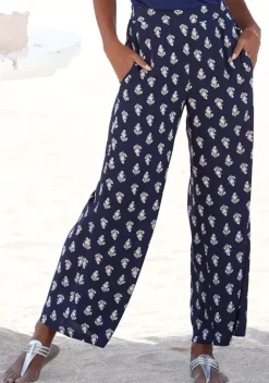 Lange Hosen|Vivance Palazzohose Blau-Bedruckt