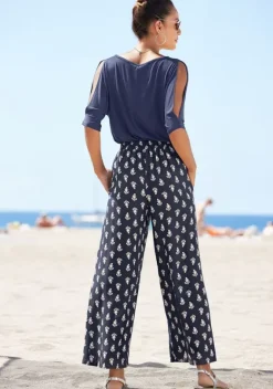 Lange Hosen|Vivance Palazzohose Blau-Bedruckt