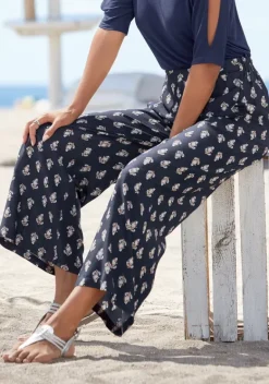 Lange Hosen|Vivance Palazzohose Blau-Bedruckt