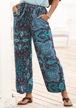 Lange Hosen|Vivance Palazzohose Blau-Bedruckt